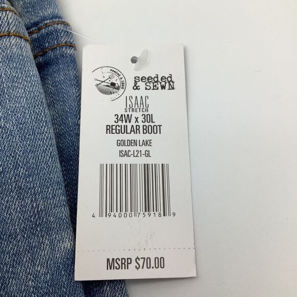 Seeded & Sewn Mens Isaac Regular‎ Boot Jeans Size 34 x 30 (Actual 36 x 30) NWT - Picture 9 of 11